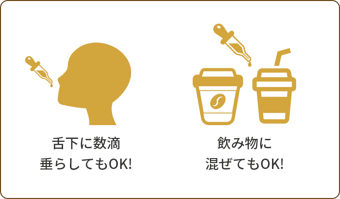 04 舌下に数滴垂らしてもOK!飲み物に混ぜてもOK!